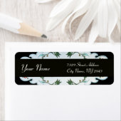 ZWART WIT GROENE ORIËNTALSE TULPEN DAMAST ETIKET (Insitu)