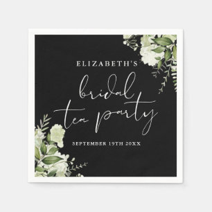 Zwart-Wit Groene Script Bruilofts Thee Feestje Servet