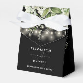 Zwart-Wit Groene Slingerlichten Bruiloft Bedankdoosjes (Voorkant Zijde)