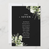 Zwart-Wit Groene Zitplaats Plan Tafel Nummer Kaart (Achterkant)