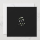 Zwart Wit Groenery Monogram Vierkant Trouwfeest Kaart (Achterkant)