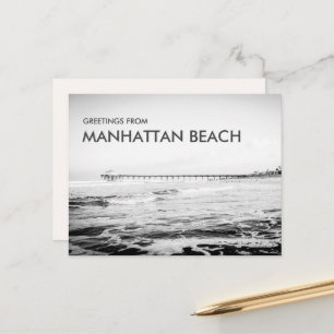 Zwart-wit Groeten van Manhattan Beach Briefkaart