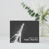 Zwart-wit Groeten van Paris Eiffeltoren Briefkaart (Staand voorkant)