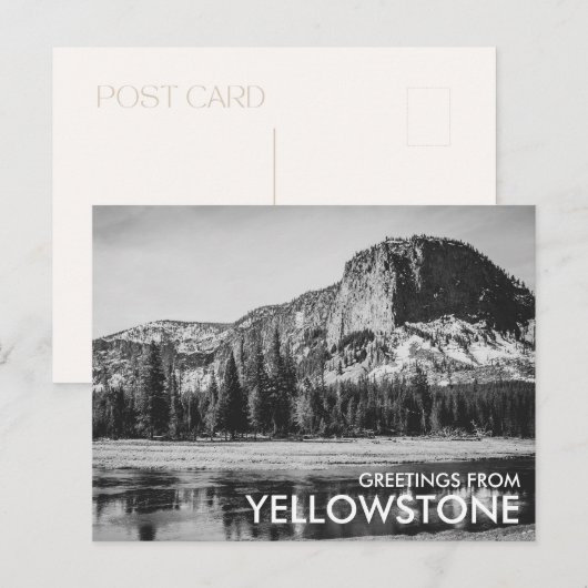 Zwart & Wit Groeten van Yellowstone Briefkaart (Voorkant / Achterkant)