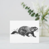 zwart-wit grondhog briefkaart (Staand voorkant)