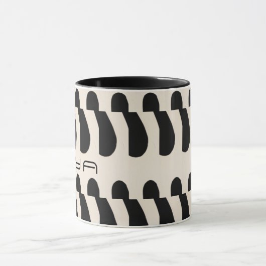 Zwart Wit Groot Abstract langwerpig patroon Mok (Midden)