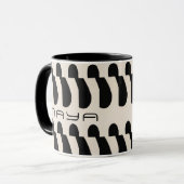 Zwart Wit Groot Abstract langwerpig patroon Mok (Voorkant links)