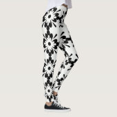 Zwart-wit groot bloemmotief leggings (Rechts)