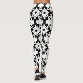 Zwart-wit groot bloemmotief leggings (Achterkant)