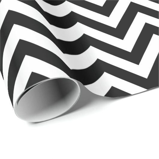 Zwart-wit groot Chevron ZigZag Pattern Cadeaupapier (Rol Hoek)