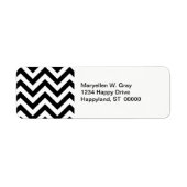 Zwart-wit groot Chevron ZigZag Pattern Etiket (Voorkant)