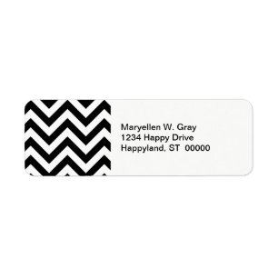 Zwart-wit groot Chevron ZigZag Pattern Etiket