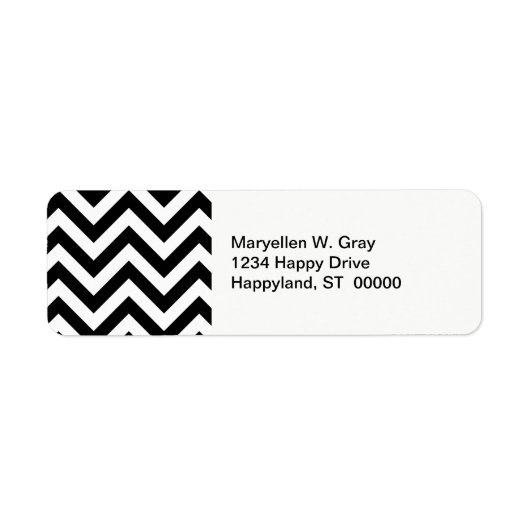 Zwart-wit groot Chevron ZigZag Pattern Etiket (Voorkant)