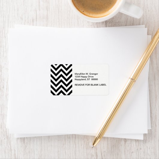 Zwart-wit groot Chevron ZigZag Pattern Etiket (Insitu)