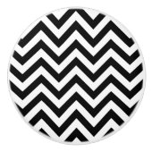 Zwart-wit groot Chevron ZigZag Pattern Keramische Knop (Voorkant)
