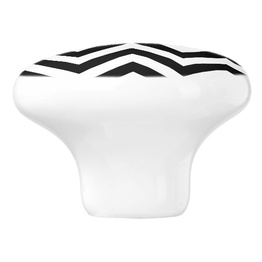 Zwart-wit groot Chevron ZigZag Pattern Keramische Knop (Zijkant)