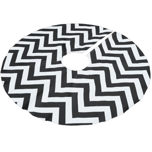 Zwart-wit groot Chevron ZigZag Pattern Kerstboom Rok (Gekanteld)