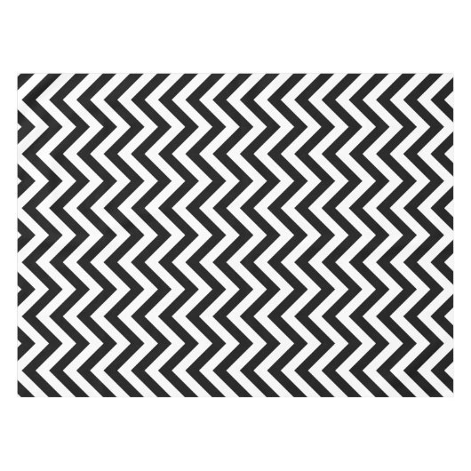 Zwart-wit groot Chevron ZigZag Pattern Tafelkleed (Voorkant (Horizontaal))