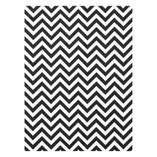 Zwart-wit groot Chevron ZigZag Pattern Tafelkleed (Voorkant)