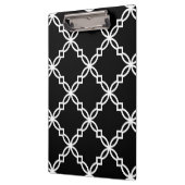 Zwart Wit Groot Fancy Quatrefoil Patroon Klembord (Links)