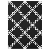 Zwart Wit Groot Fancy Quatrefoil Patroon Klembord (Achterkant)