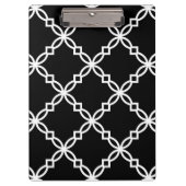 Zwart Wit Groot Fancy Quatrefoil Patroon Klembord (Voorkant)