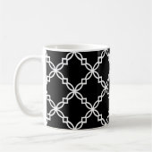 Zwart Wit Groot Fancy Quatrefoil Patroon Koffiemok (Links)