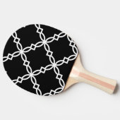 Zwart Wit Groot Fancy Quatrefoil Patroon Tafeltennisbatje (Zijkant)