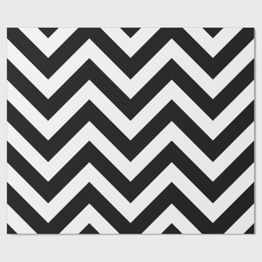 Zwart-wit Groot formaat Chevron Stripes Cadeaupapier (Vlak)