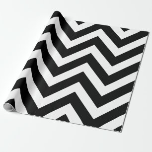 Zwart-wit Groot formaat Chevron Stripes Cadeaupapier