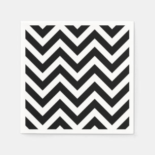 Zwart-wit Groot formaat Chevron Stripes Papier Servet