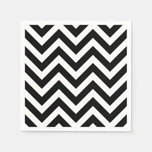 Zwart-wit Groot formaat Chevron Stripes Papier Servet (Voorkant)
