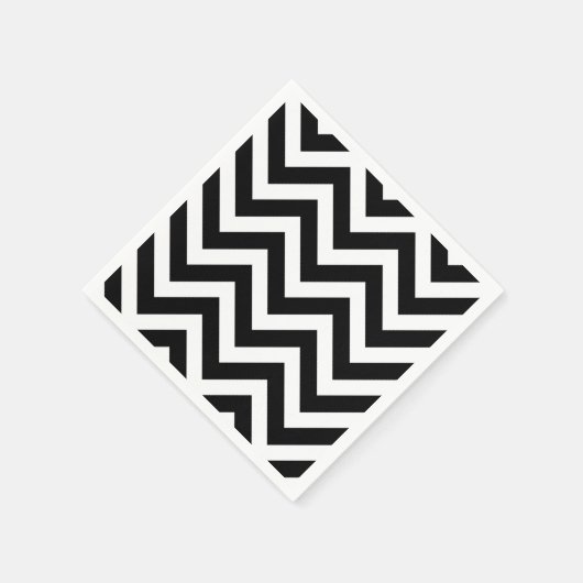 Zwart-wit Groot formaat Chevron Stripes Papier Servet (Hoek)