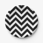 Zwart-wit Groot formaat Chevron Stripes Papieren Bordje (Voorkant)
