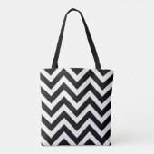 Zwart-wit groot formaat Chevron Stripes Patroon Tote Bag (Achterkant)
