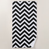 Zwart-wit Groot formaat Chevron Stripes Strandlaken (Voorkant)