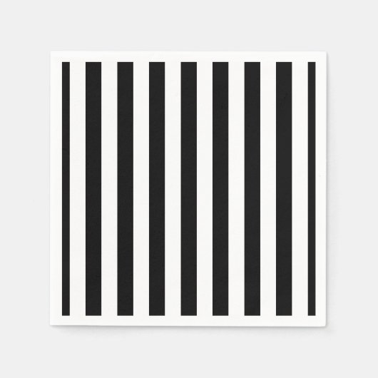 Zwart-wit Groot formaat Verticaal Stripes Papier Servet (Voorkant)