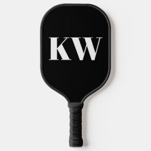 Zwart Wit Groot Gemonogrammeerde Initiaal Geperson Pickleball Paddle