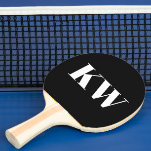 Zwart Wit Groot Gemonogrammeerde Initiaal Geperson Tafeltennisbatje