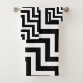 Zwart-wit Groot Grootte Diagonale Chevron Bad Handdoek (Insitu)