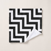 Zwart-wit Groot Grootte Diagonale Chevron Bad Handdoek (Wasdoekje)