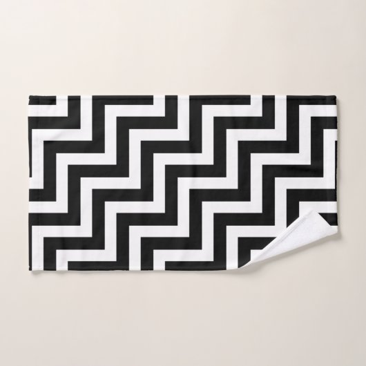 Zwart-wit Groot Grootte Diagonale Chevron Bad Handdoek (Handdoek)