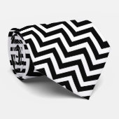Zwart-wit Groot Grootte Diagonale Chevron Stropdas (Opgerold)