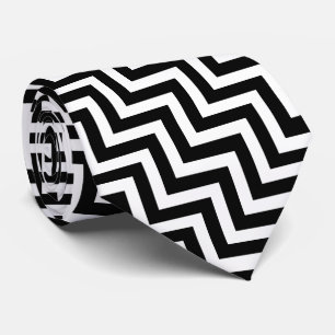 Zwart-wit Groot Grootte Diagonale Chevron Stropdas