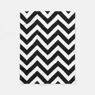 Zwart-wit Groot Grootte Horizontale Chevron Fleece Deken