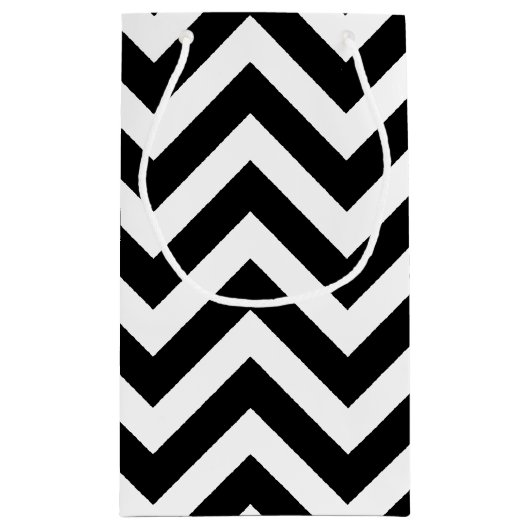 Zwart-wit Groot Grootte Horizontale Chevron Klein Cadeauzakje (Achterkant)