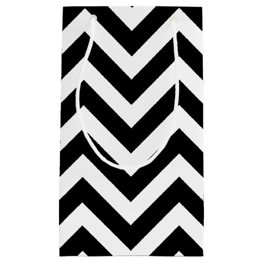 Zwart-wit Groot Grootte Horizontale Chevron Klein Cadeauzakje (Voorkant)