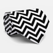 Zwart-wit Groot Grootte Horizontale Chevron Stropdas (Opgerold)