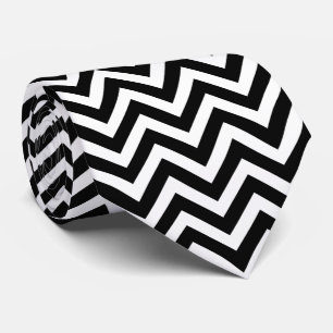 Zwart-wit Groot Grootte Horizontale Chevron Stropdas
