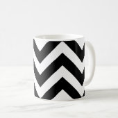 Zwart-wit Groot horizontaal Chevron Patroon Koffiemok (Voorkant rechts)